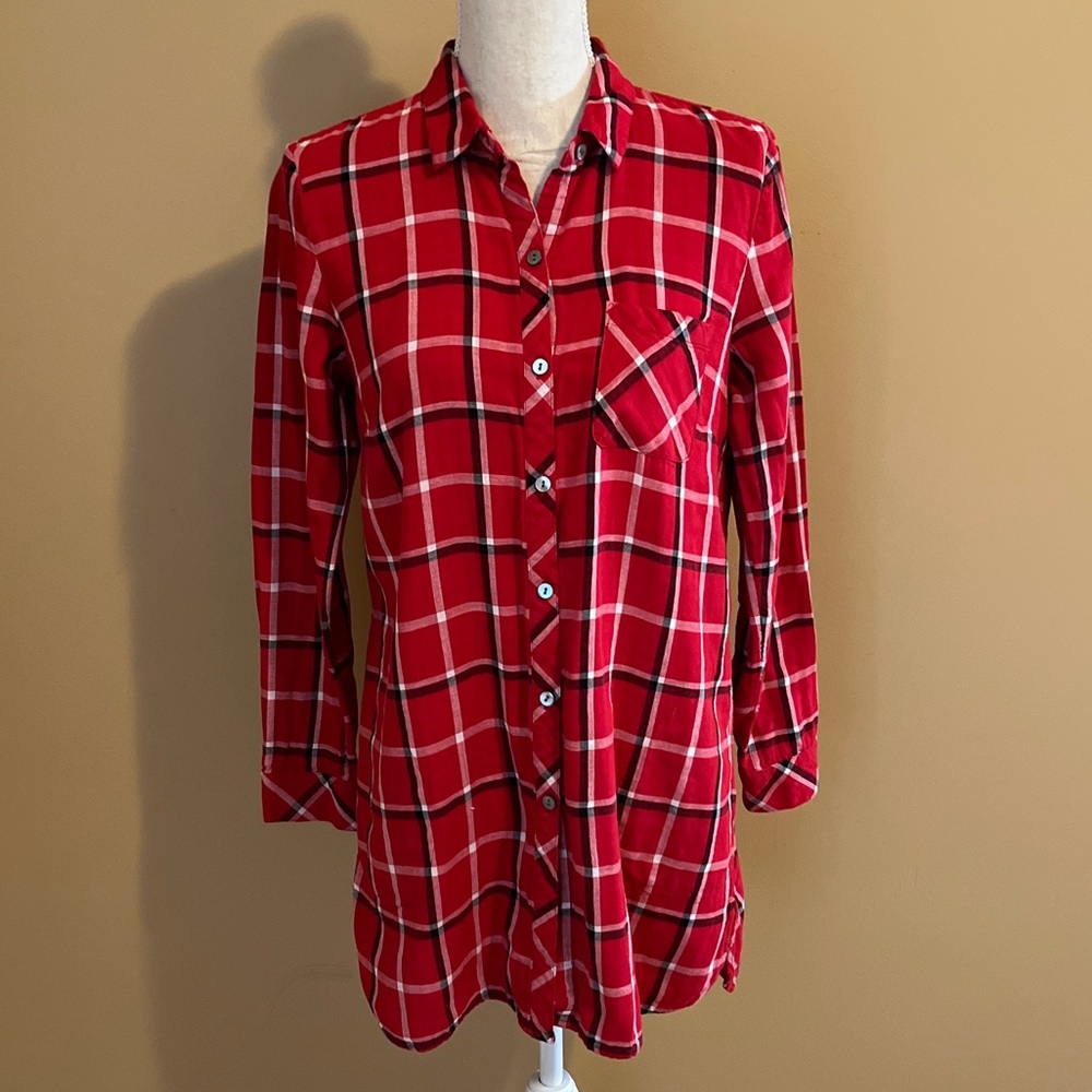 J. Jill Small Red Plaid Button-Down Shirt
